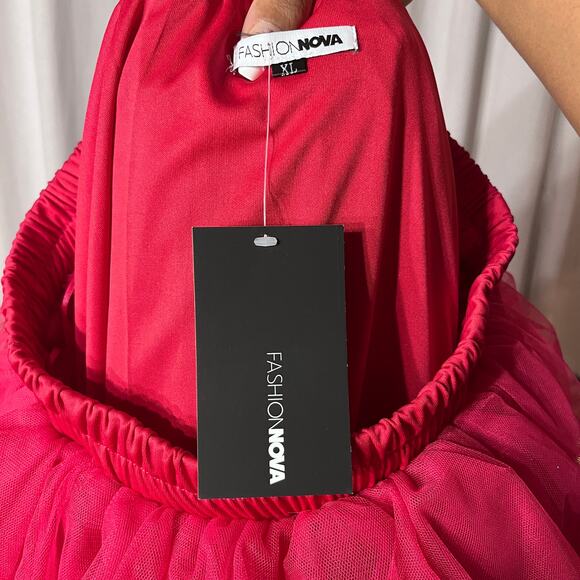 Fashion Nova Skirt Womens XL Lolita High Low Tulle Fuschia Tiered Sheer High Low - Picture 6 of 6